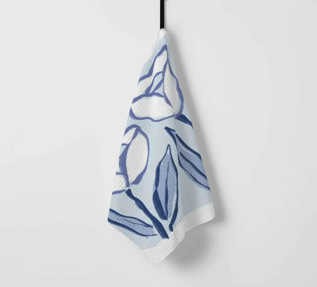 Tulipano botanico blu e bianco canovaccio da cucina da Melloi Art Print