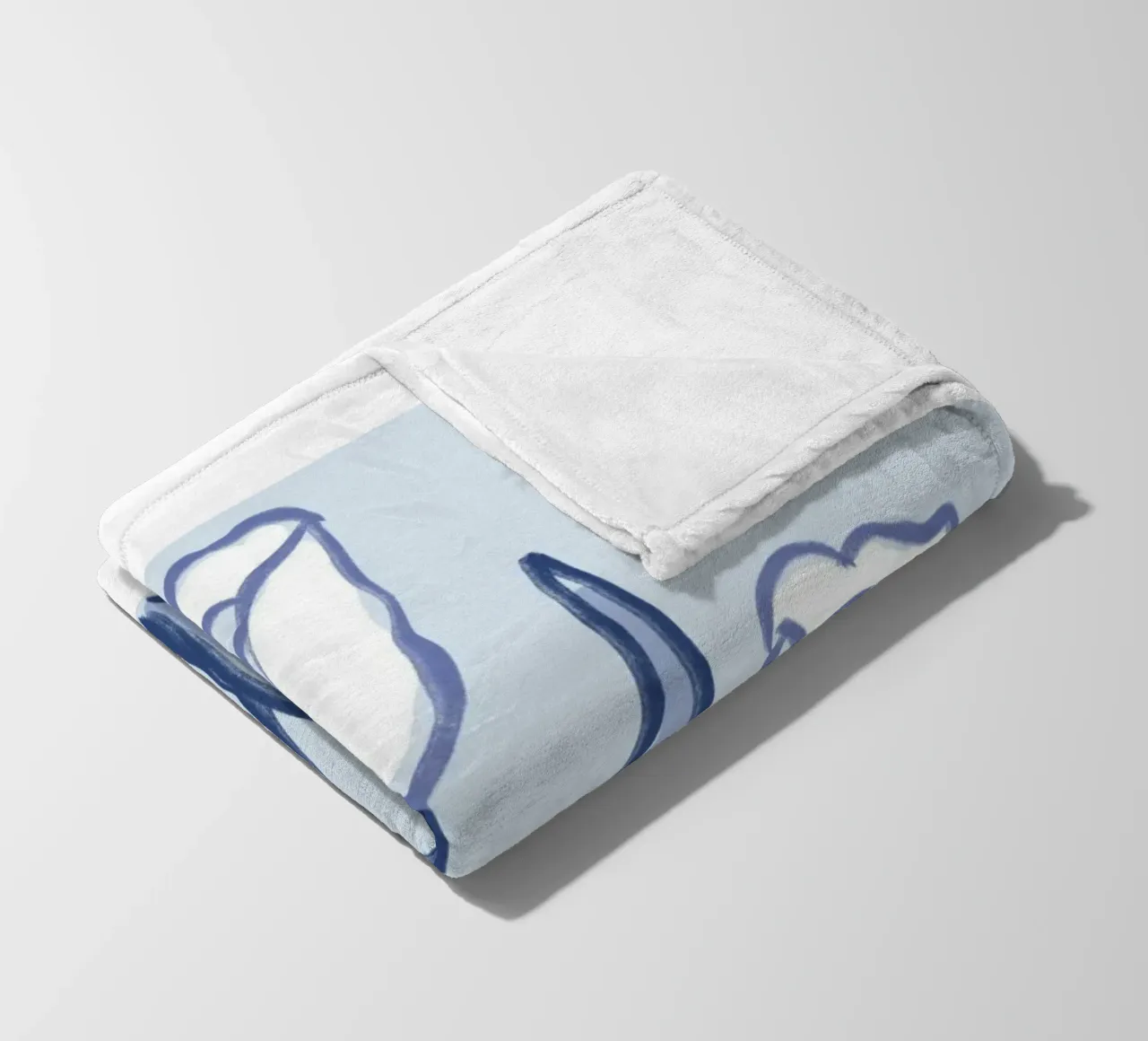 Tulipano botanico blu e bianco coperta in pile da Melloi Art Print