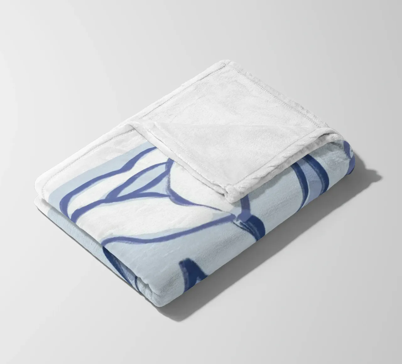 Tulipano botanico blu e bianco coperta in pile da Melloi Art Print