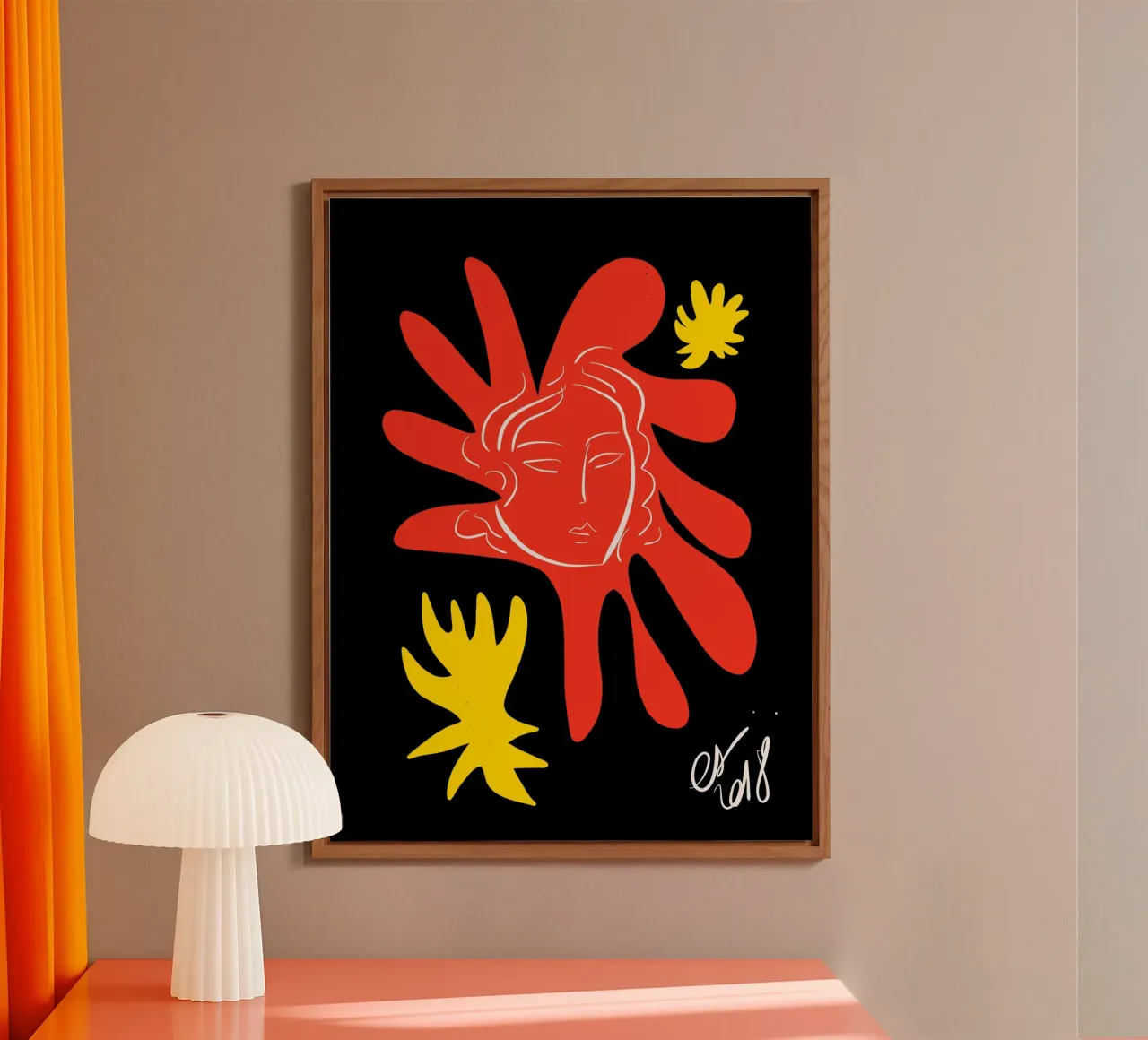Viso radioso con forme astratte e fiori ritagliati alluminio dibond da Abstract and Patterns