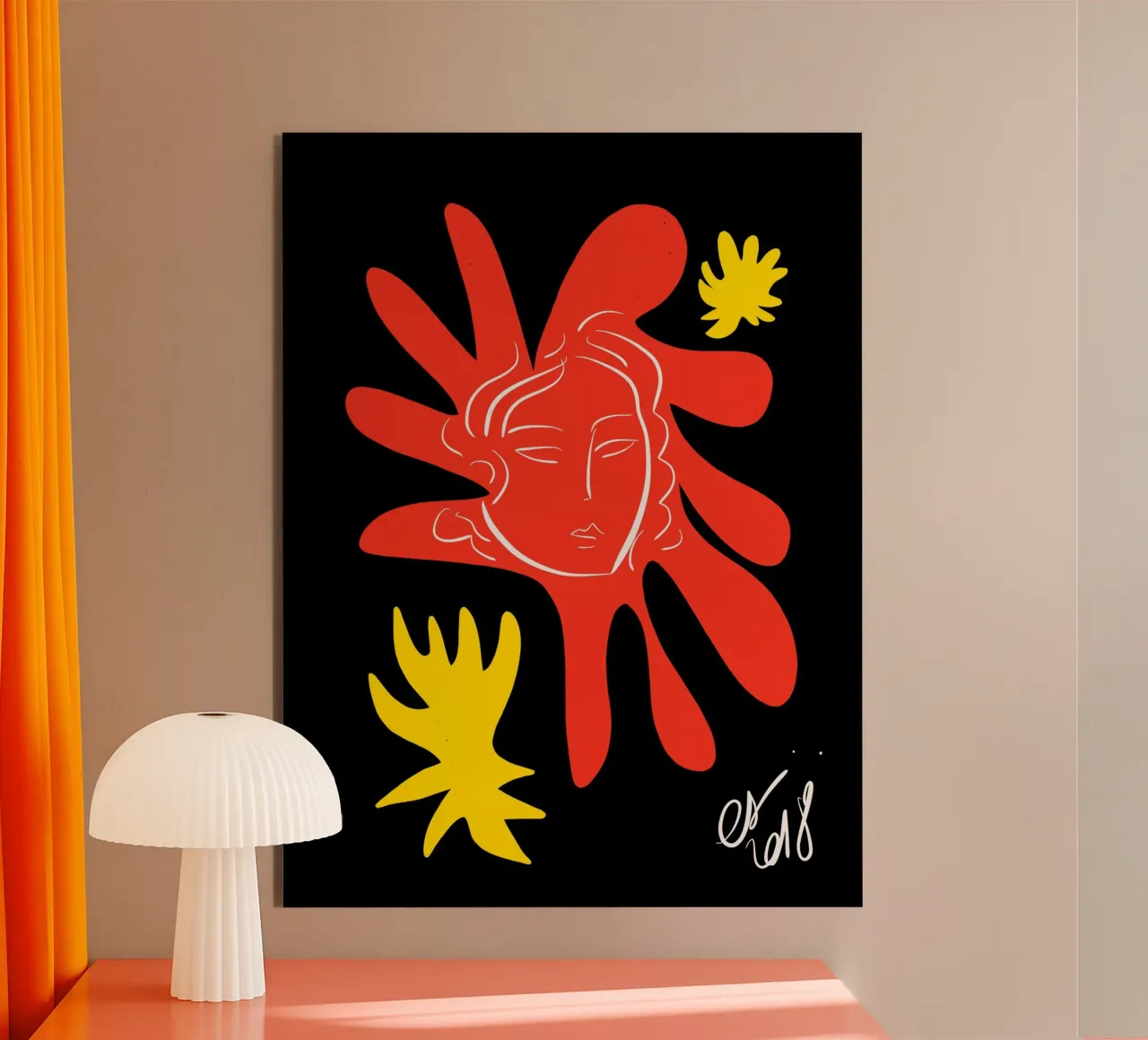 Viso radioso con forme astratte e fiori ritagliati alluminio dibond da Abstract and Patterns