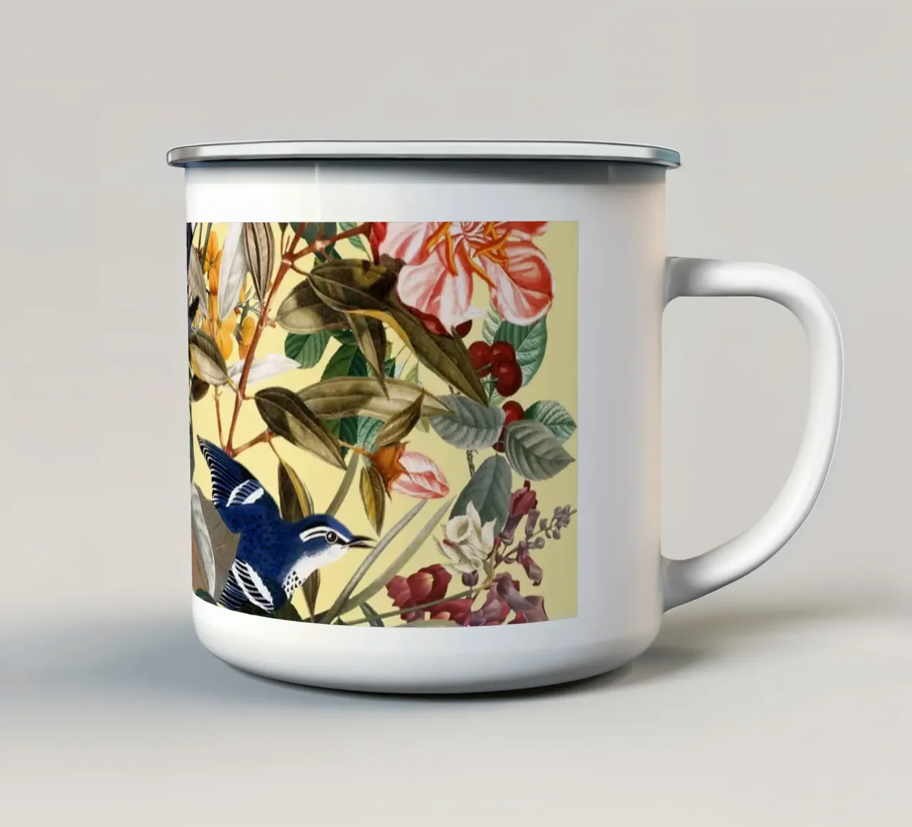 Floral and Birds XXIX tazza in smalto da burcukorkmazyurek