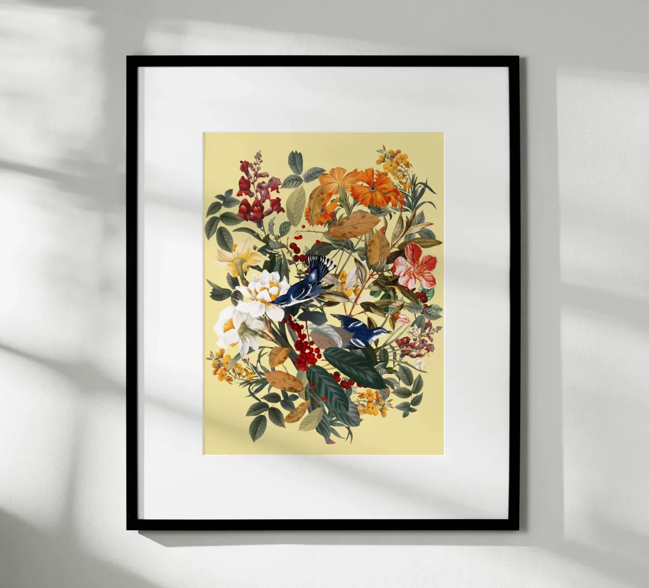 Floral and Birds XXIX poster con telaio in plastica da burcukorkmazyurek