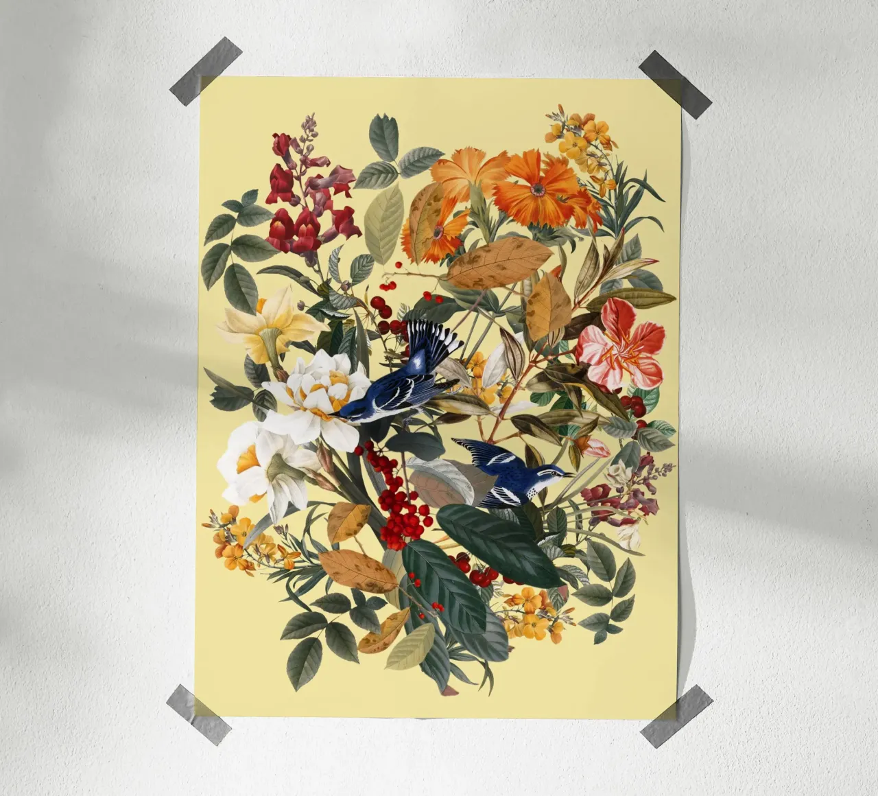 Floral and Birds XXIX poster con telaio in plastica da burcukorkmazyurek
