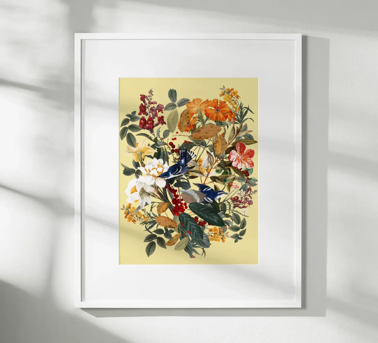 Floral and Birds XXIX poster con telaio in plastica da burcukorkmazyurek