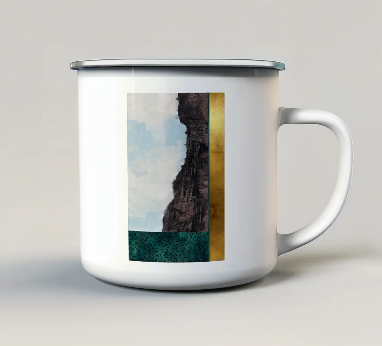 abstract geometric black brushstroke tazza in smalto da vintageshop