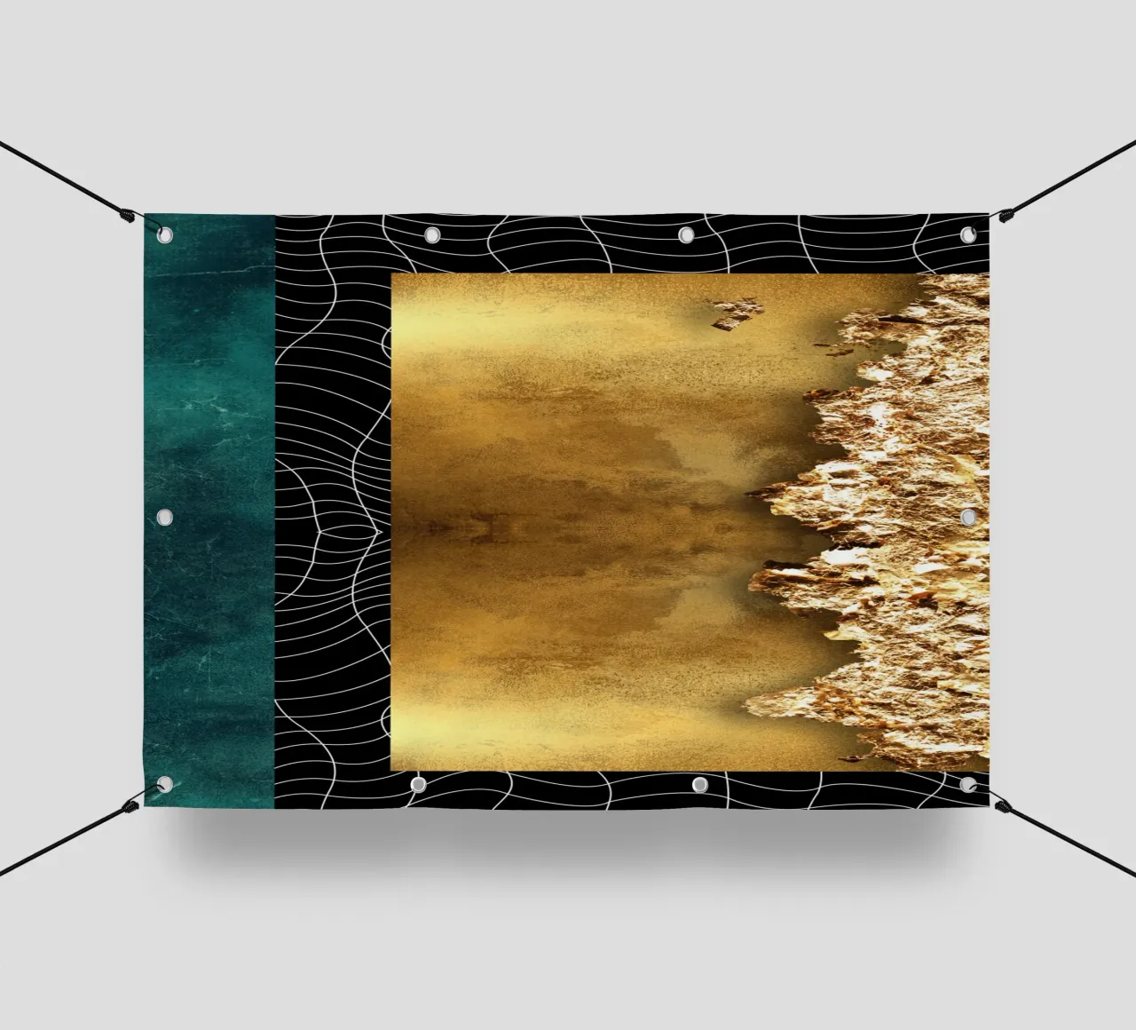 abstract geometric white lines telo in pvc da vintageshop