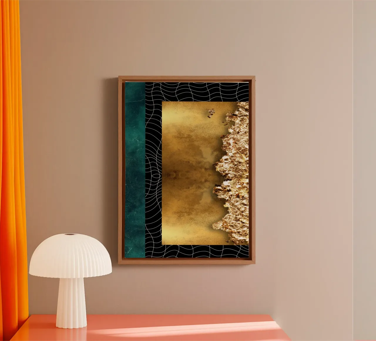 abstract geometric white lines tela con Cornice a cassetta da vintageshop