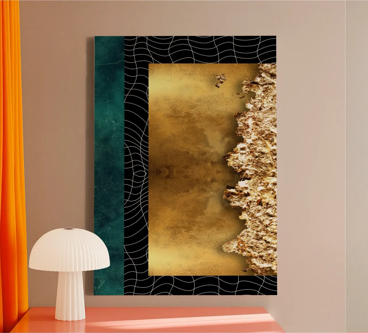 abstract geometric white lines tela con Cornice a cassetta da vintageshop