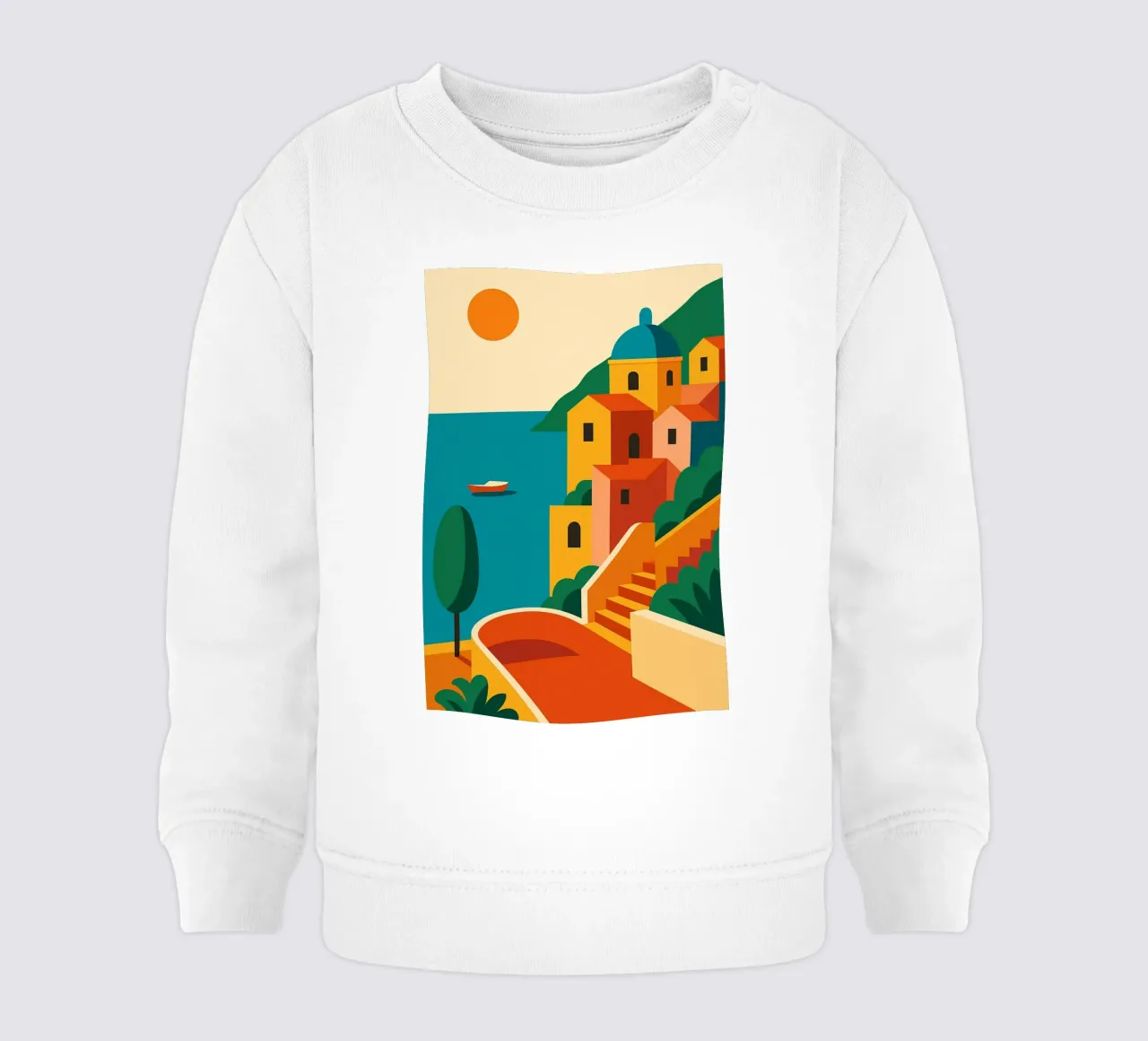 Costiera Amalfitana - Sole grafico a Positano felpa neonato da JETLAG | affiches voyage