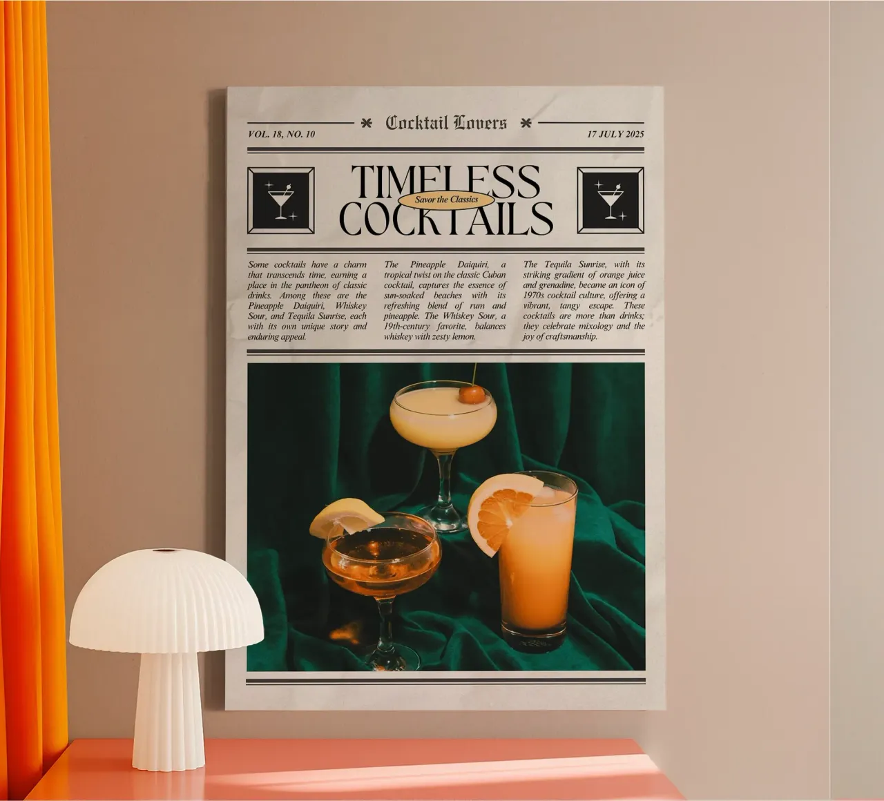 cocktailglazen canvas met Baklijst van E Cannon