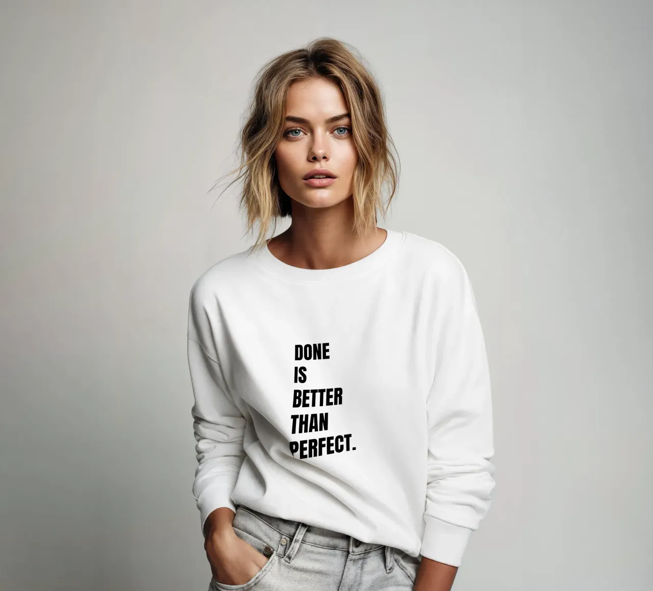 Done is better than perfect sweatshirt van RB-Quotes