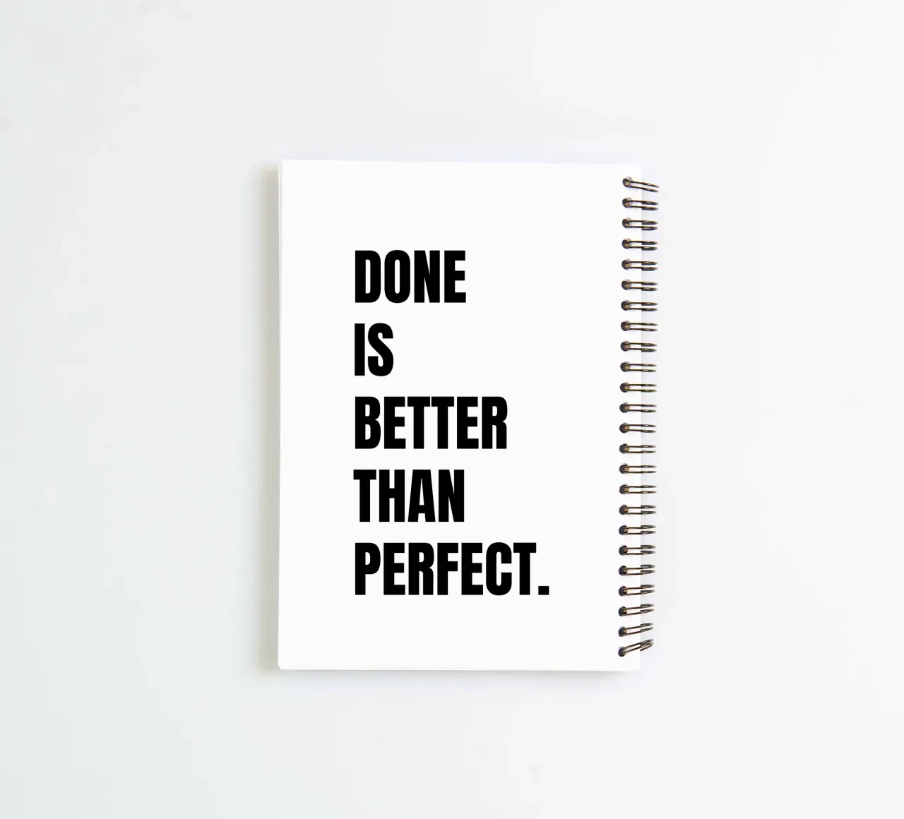 Done is better than perfect anpassbare Schrift spiral notebook by RB-Quotes