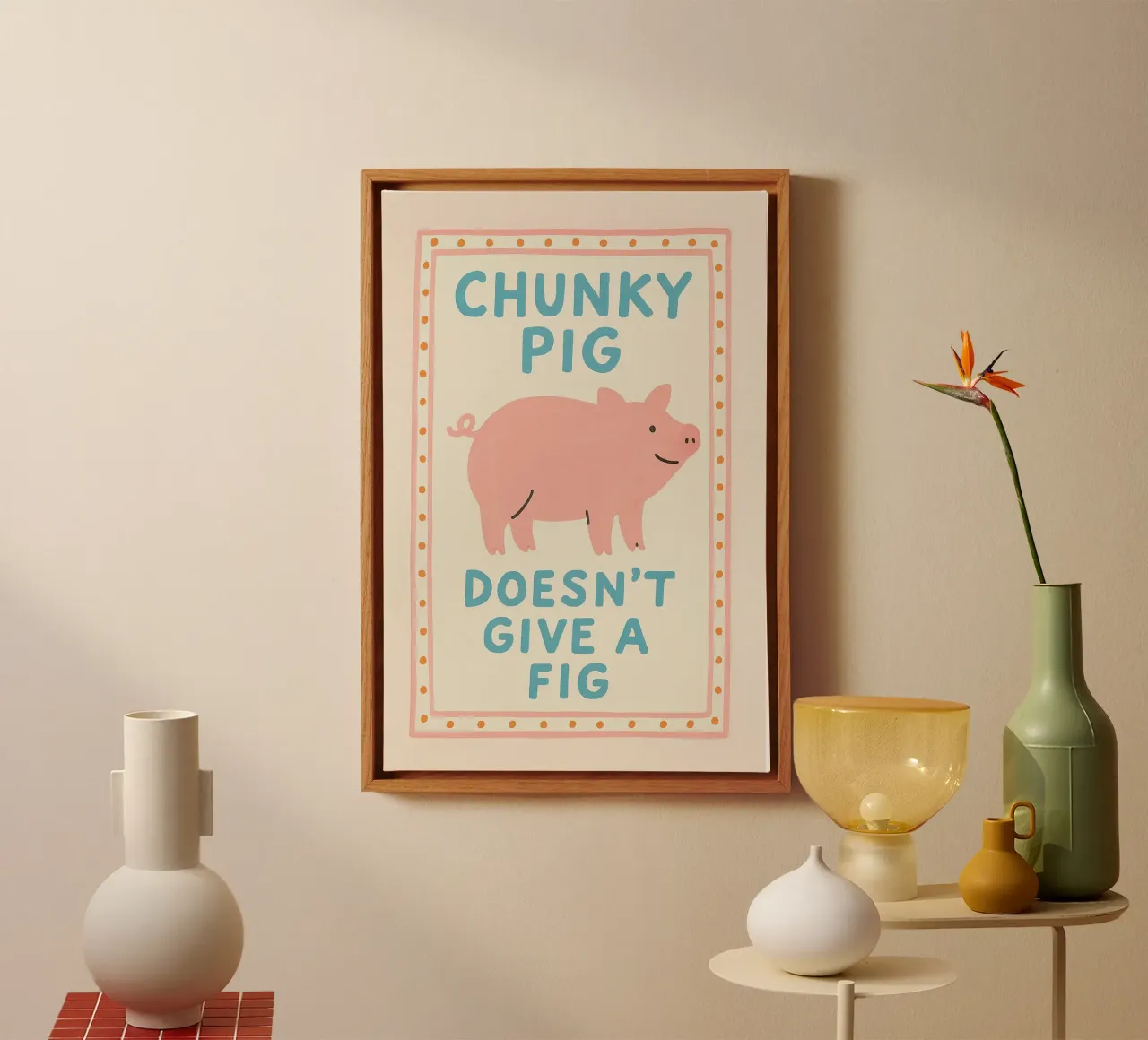 Chunky Pig Doesn’t Give a Fig canvas van LittleMieschiefs