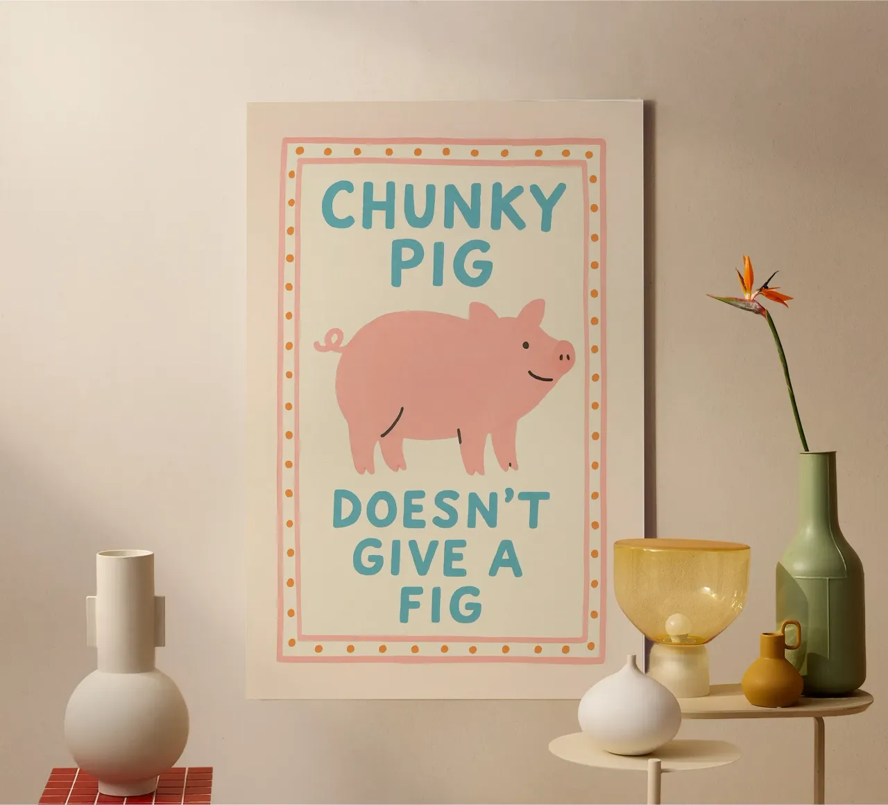 Chunky Pig Doesn’t Give a Fig canvas van LittleMieschiefs