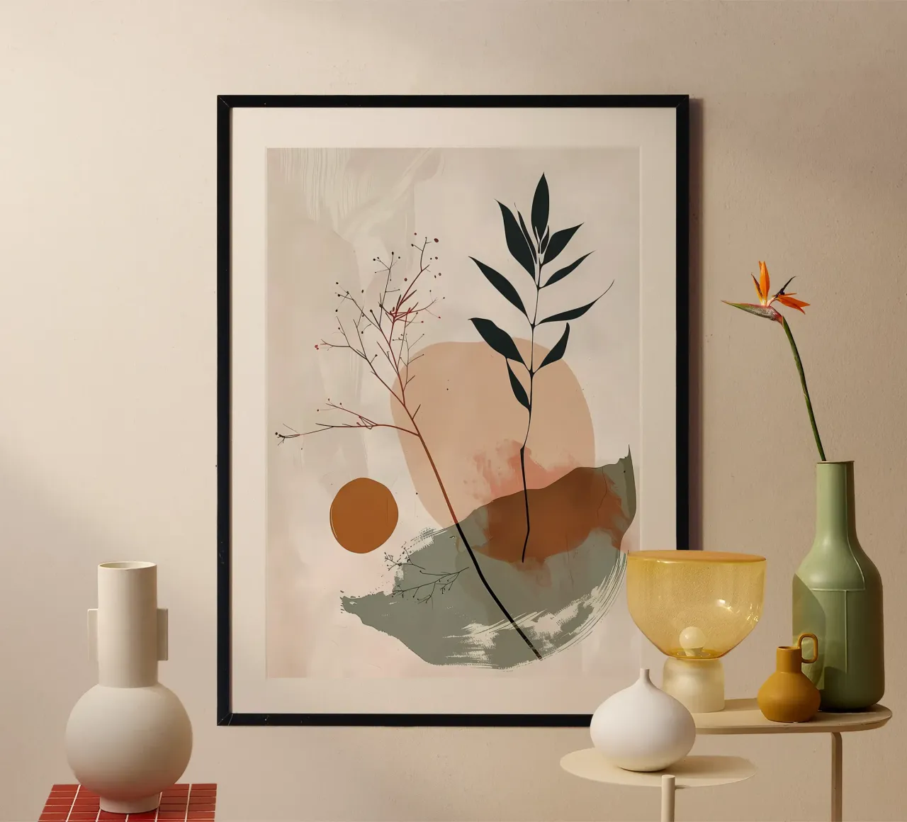 rami foglie poster con telaio in alluminio da Patrick L Lord