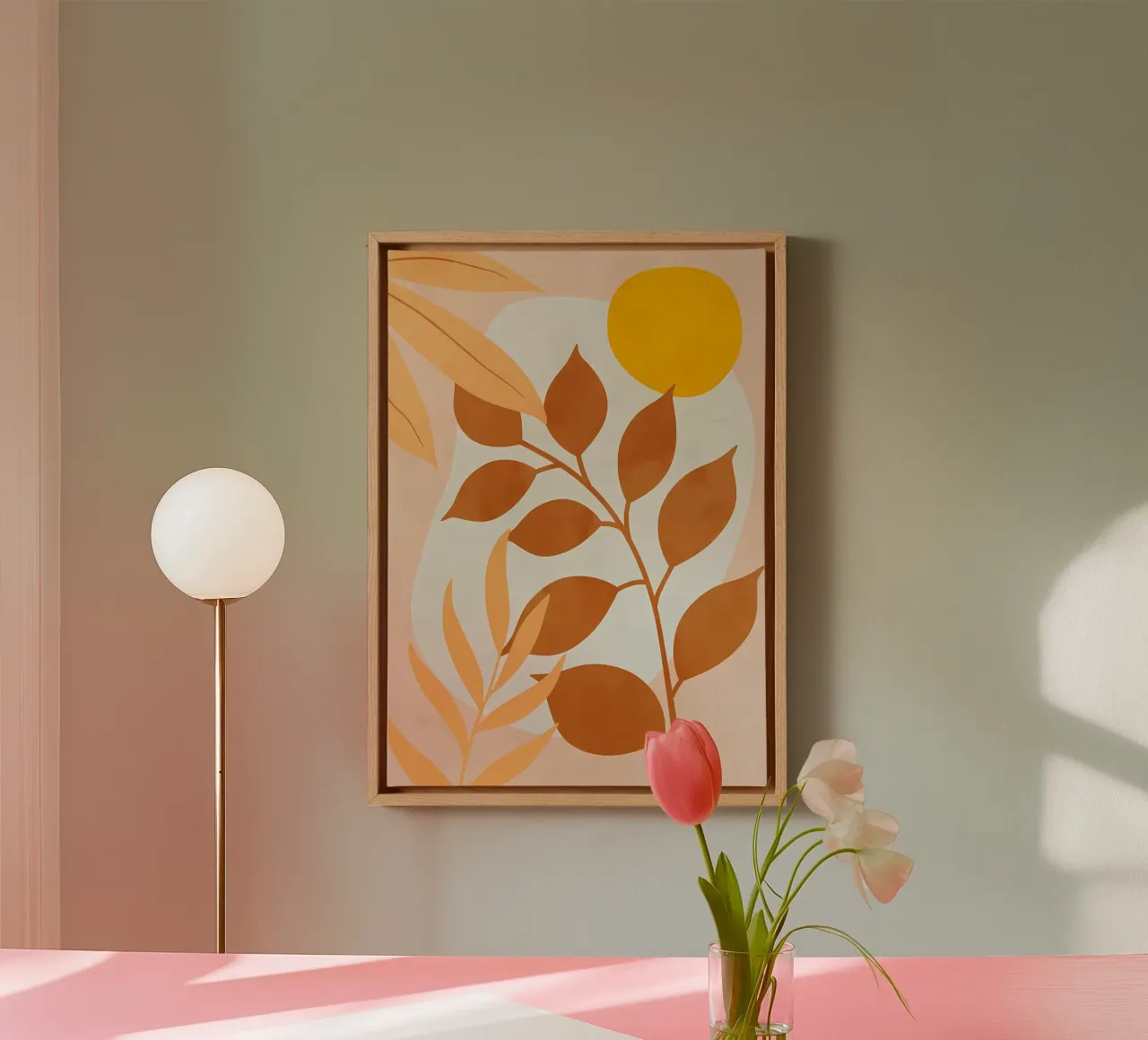 gele zonnetak bladeren canvas met Baklijst van Patrick L Lord