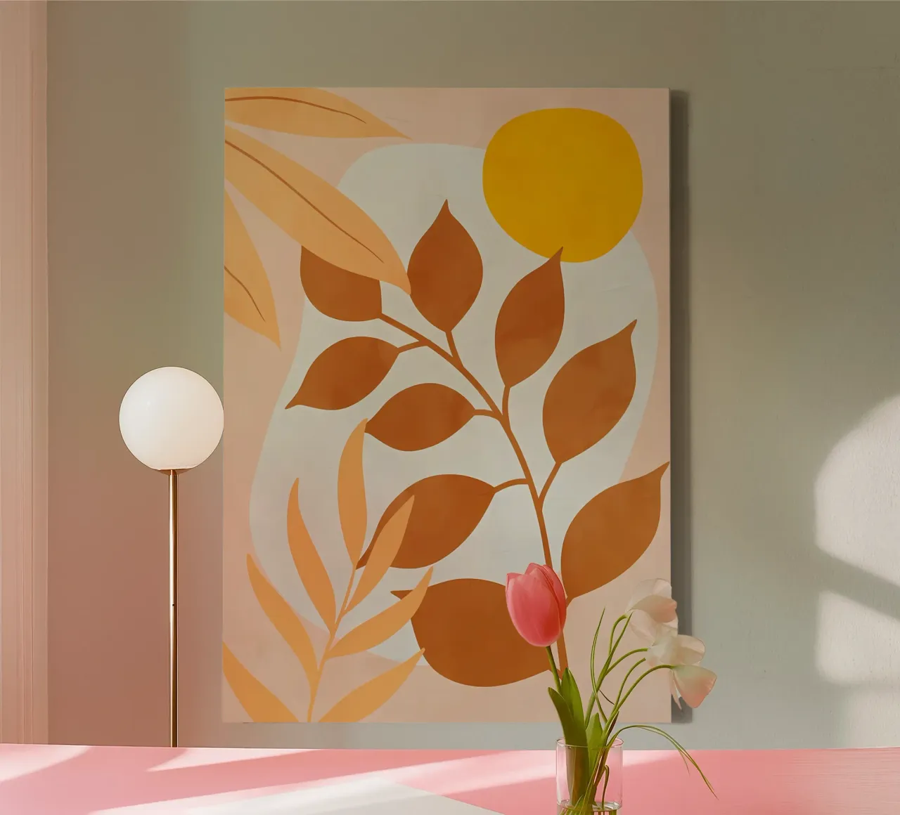 gele zonnetak bladeren canvas met Baklijst van Patrick L Lord