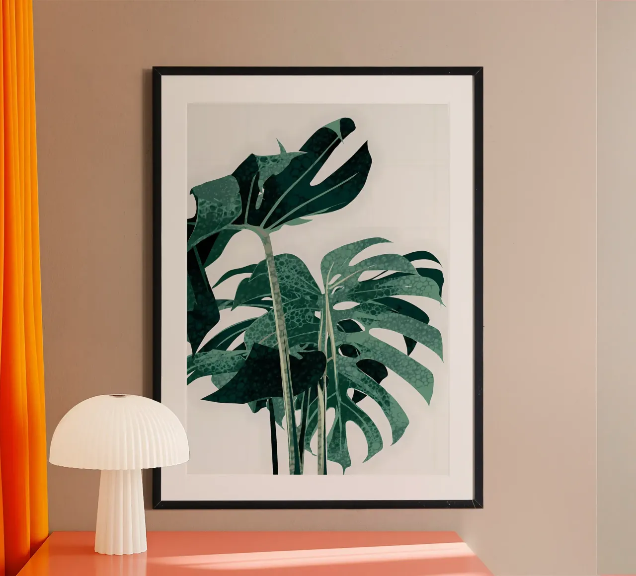 monstera tropicale foglie poster con telaio in legno da Patrick L Lord