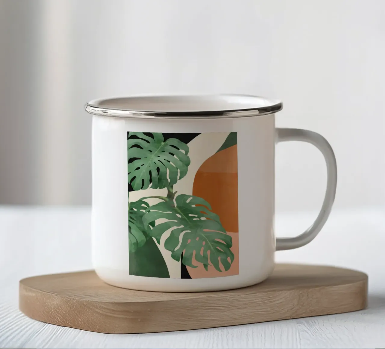 monstera foglie botaniche tazza in smalto da Robert Wiesner