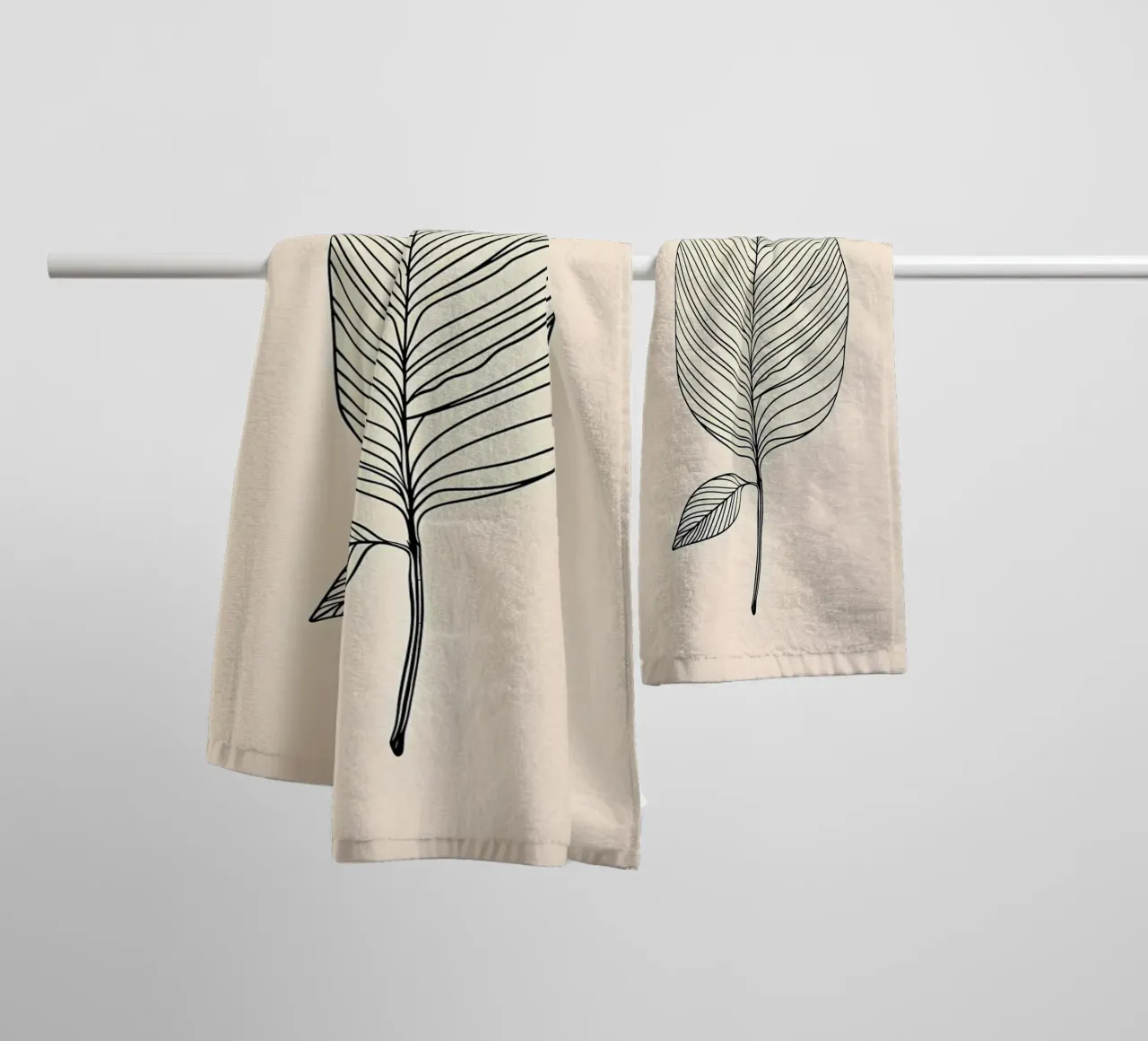 leaf botanical nature line towel by Robert Wiesner