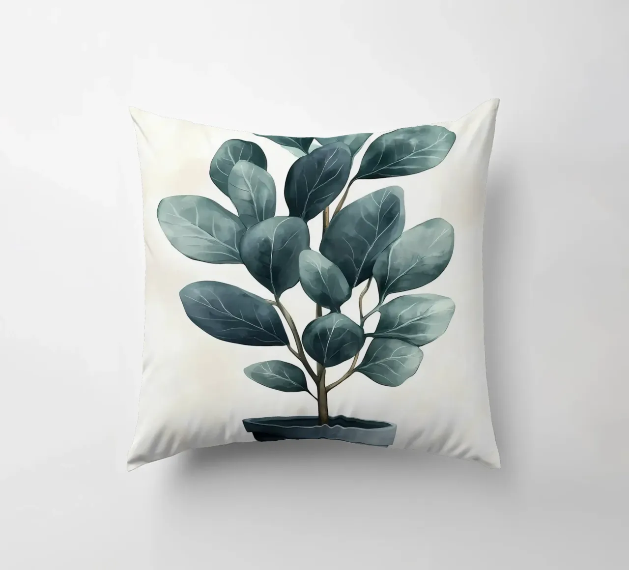 potted plant leaves green foliage decorative cushion by Robert Wiesner