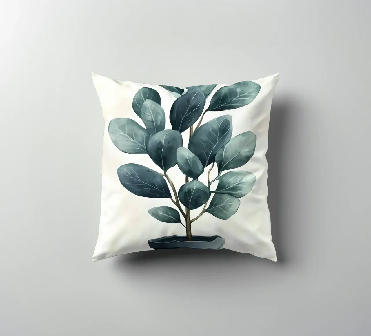 potted plant leaves green foliage decorative cushion by Robert Wiesner