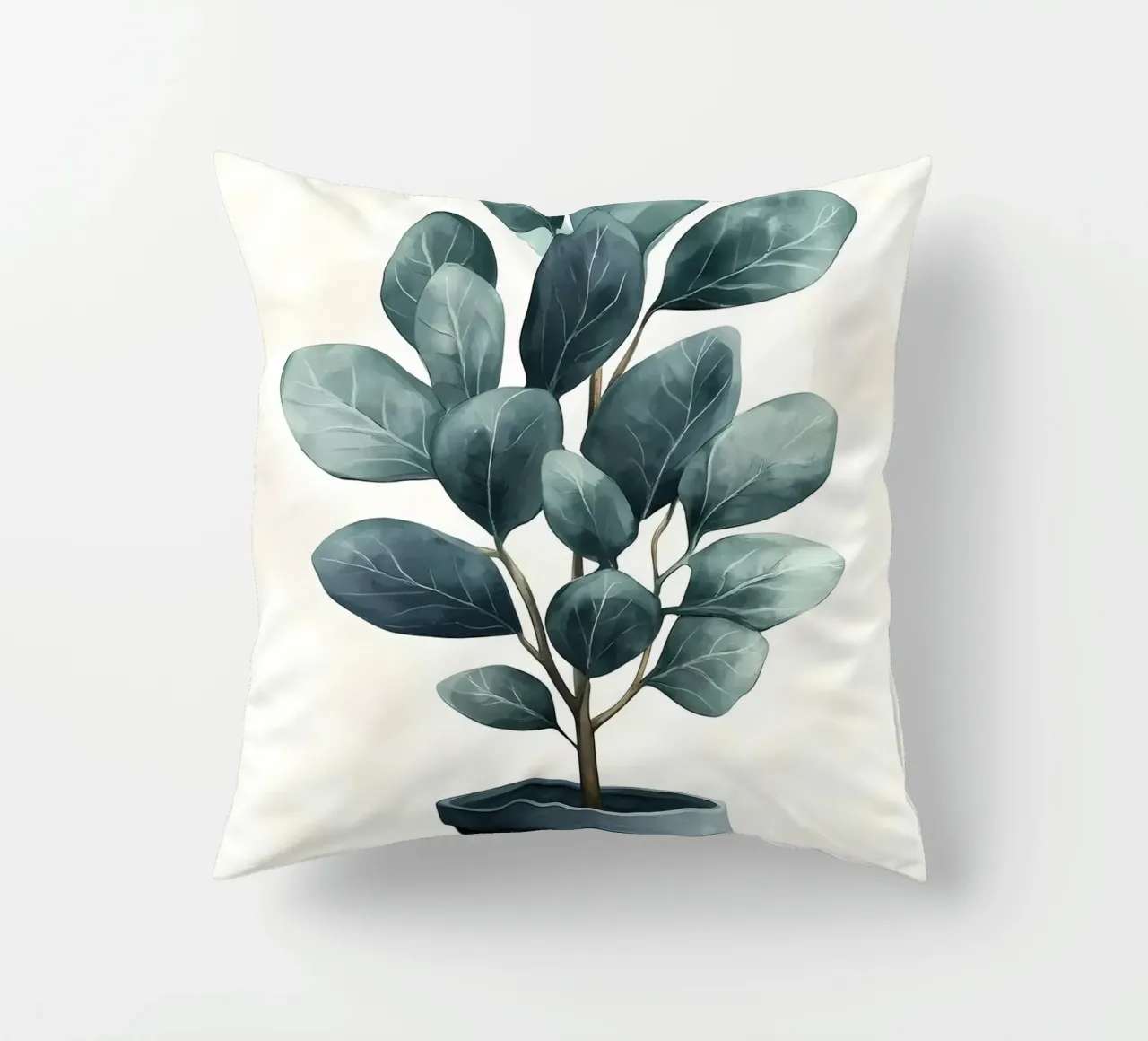 potted plant leaves green foliage decorative cushion by Robert Wiesner