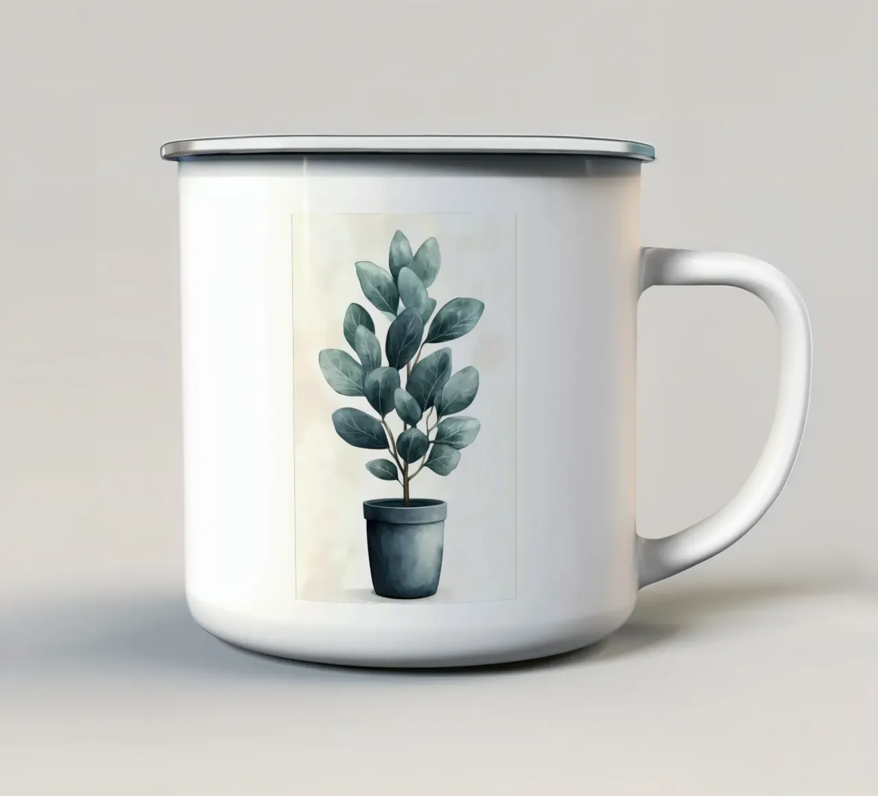 pianta in vaso foglie fogliame verde tazza in smalto da Robert Wiesner