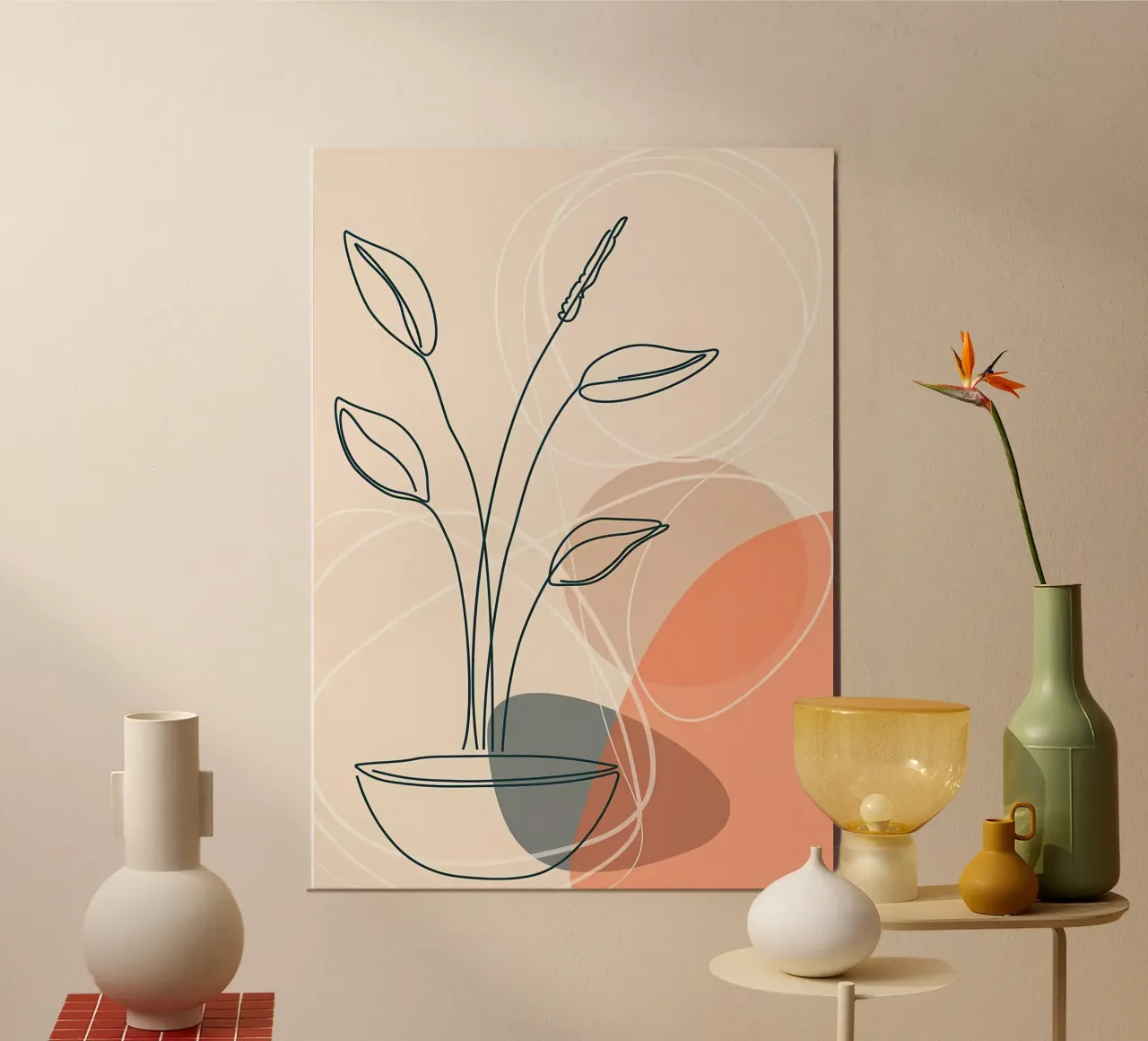 pianta in vaso vaso foglie astratte poster con telaio in plastica da Patrick L Lord