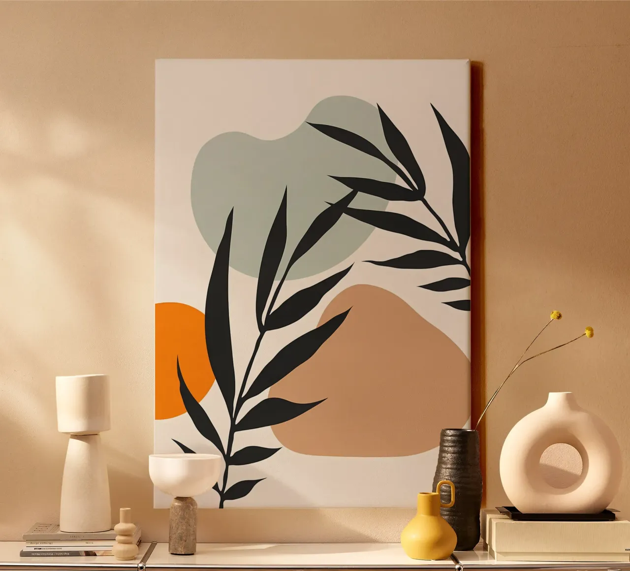 bladeren abstracte vormen gebladerte canvas met Baklijst van Patrick L Lord