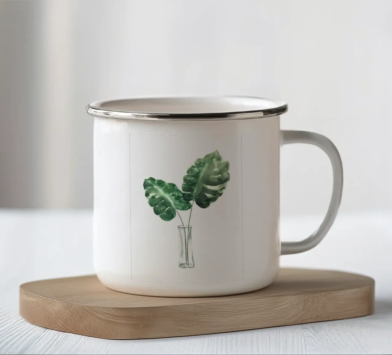monstera foglie verdi tazza in smalto da Patrick L Lord