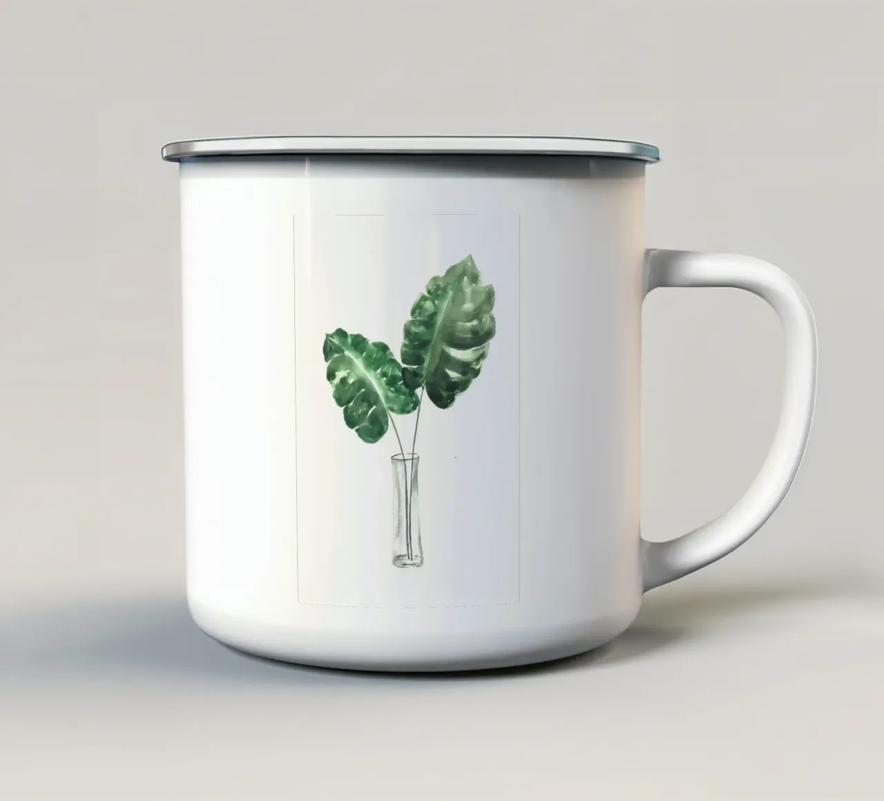 monstera foglie verdi tazza in smalto da Patrick L Lord