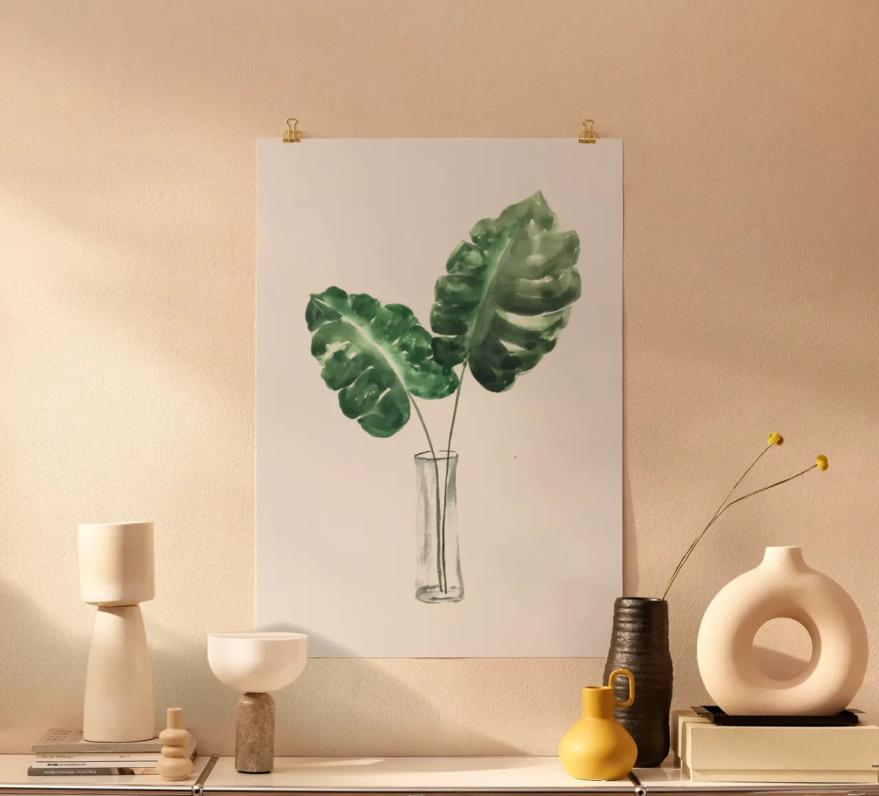 monstera foglie verdi poster con telaio in alluminio da Patrick L Lord