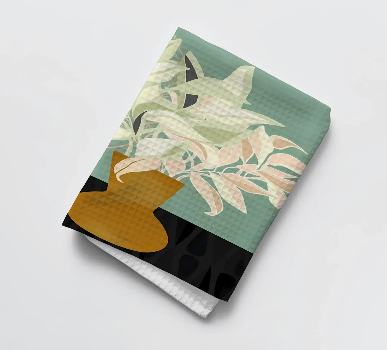 vase leaves foliage tea towel by Patrick L Lord
