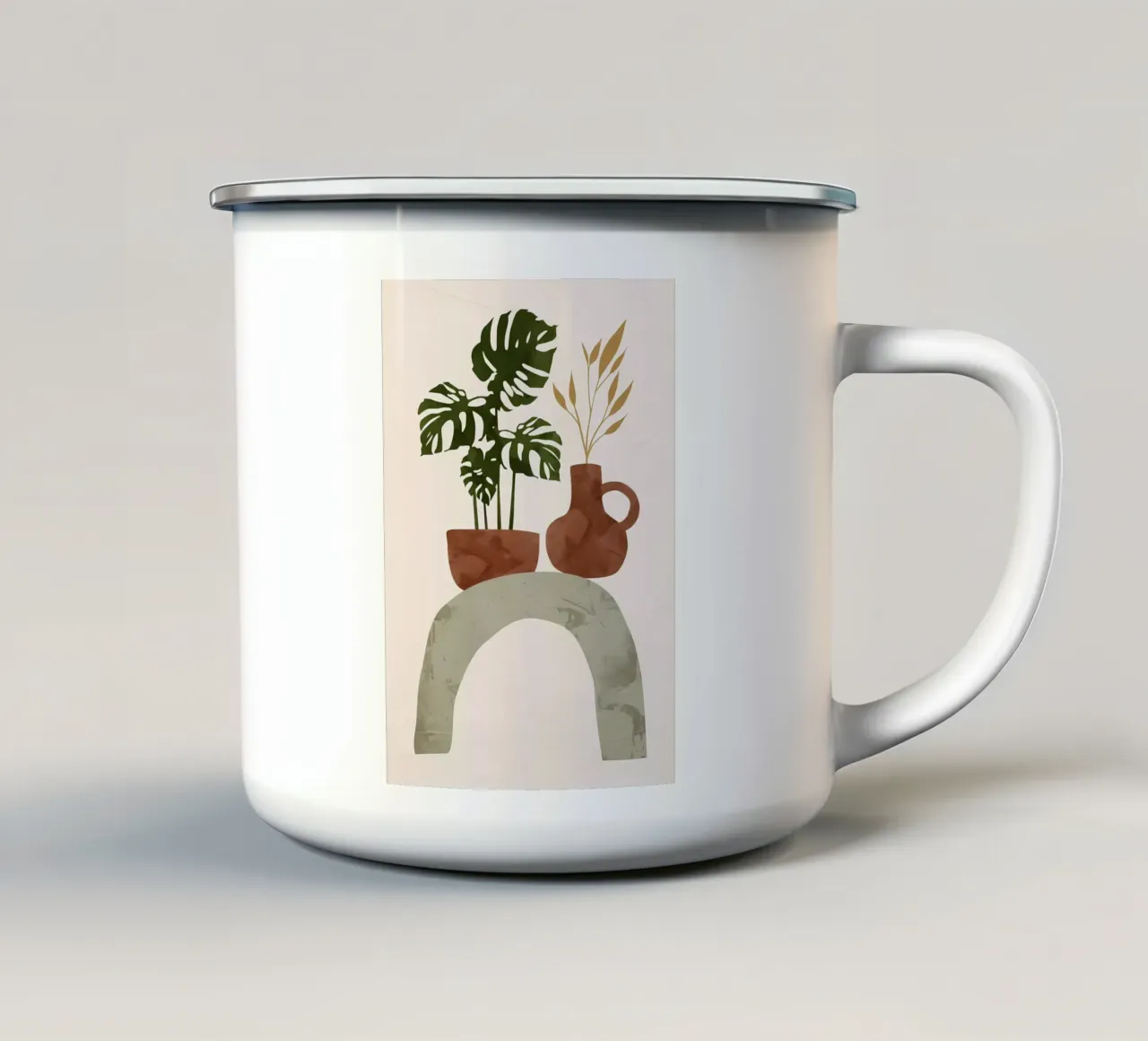 monstera in vaso tazza in smalto da Patrick L Lord