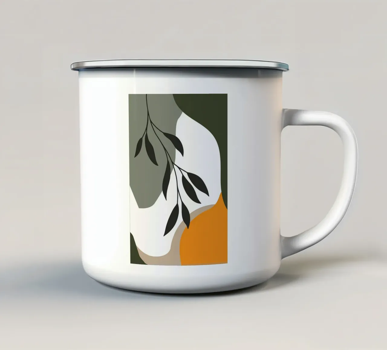 blad tak silhouet organisch emaille mok van Patrick L Lord