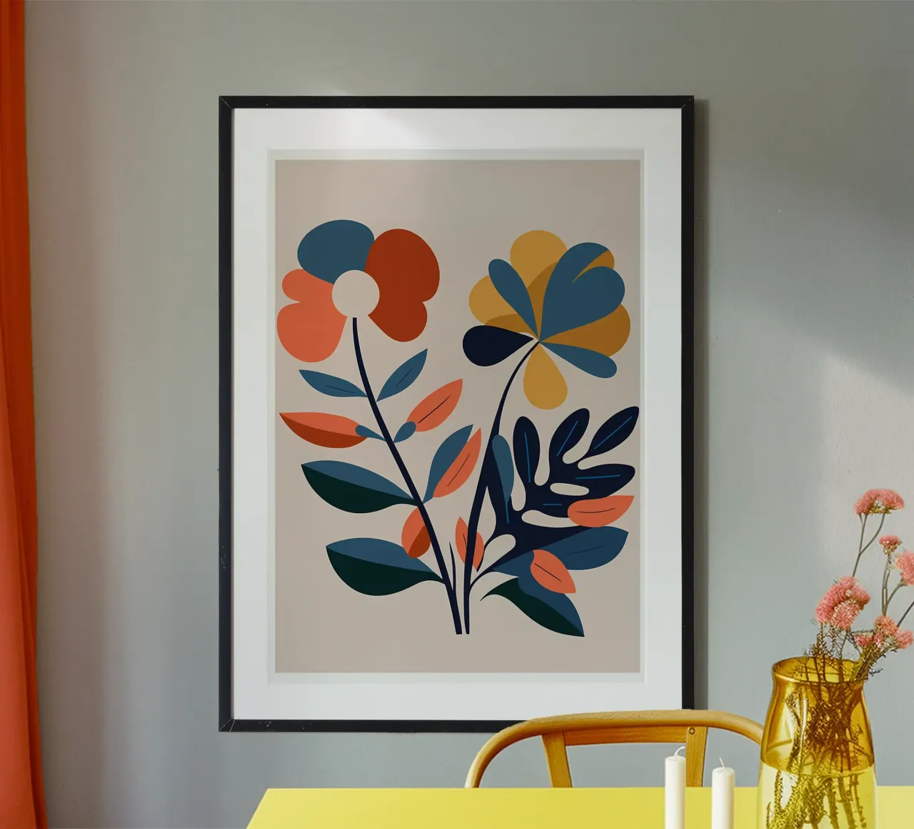 fiori foglie natura floreale poster con telaio in legno da Patrick L Lord