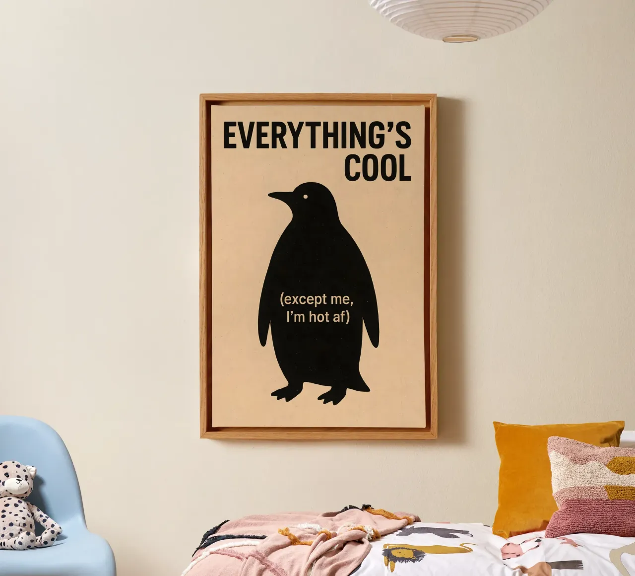 Everything’s Cool Penguin tela con Cornice a cassetta da Art.Piece