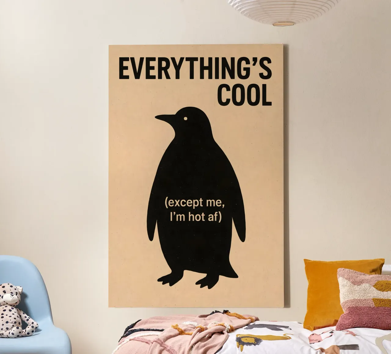 Everything’s Cool Penguin tela con Cornice a cassetta da Art.Piece