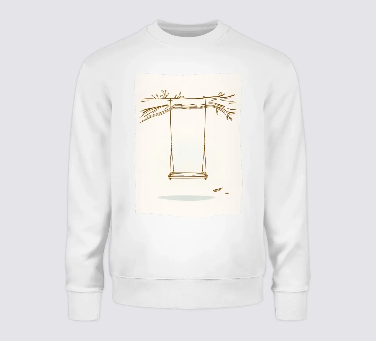 Line art di un'altalena appesa a un ramo d'albero con foglie felpa da DesignDoodle