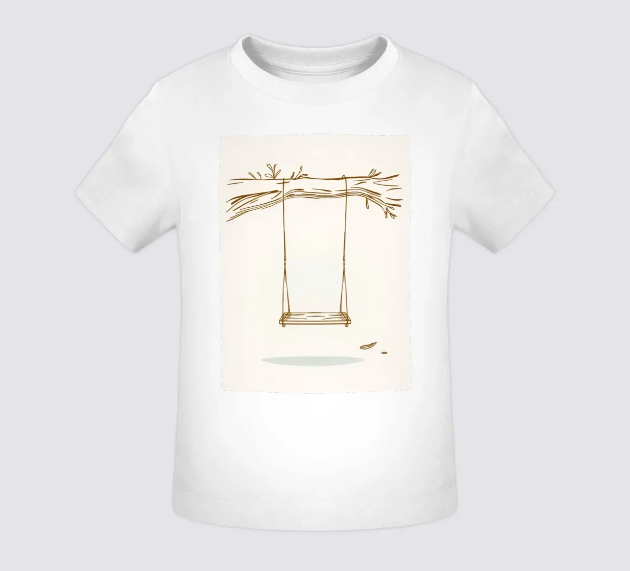 Line art di un'altalena appesa a un ramo d'albero con foglie maglietta neonato da DesignDoodle