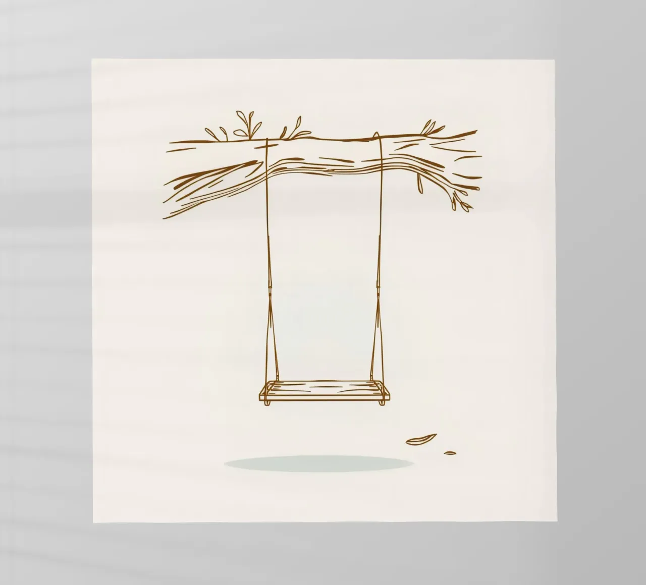 Line art di un'altalena appesa a un ramo d'albero con foglie pellicola backlit da DesignDoodle