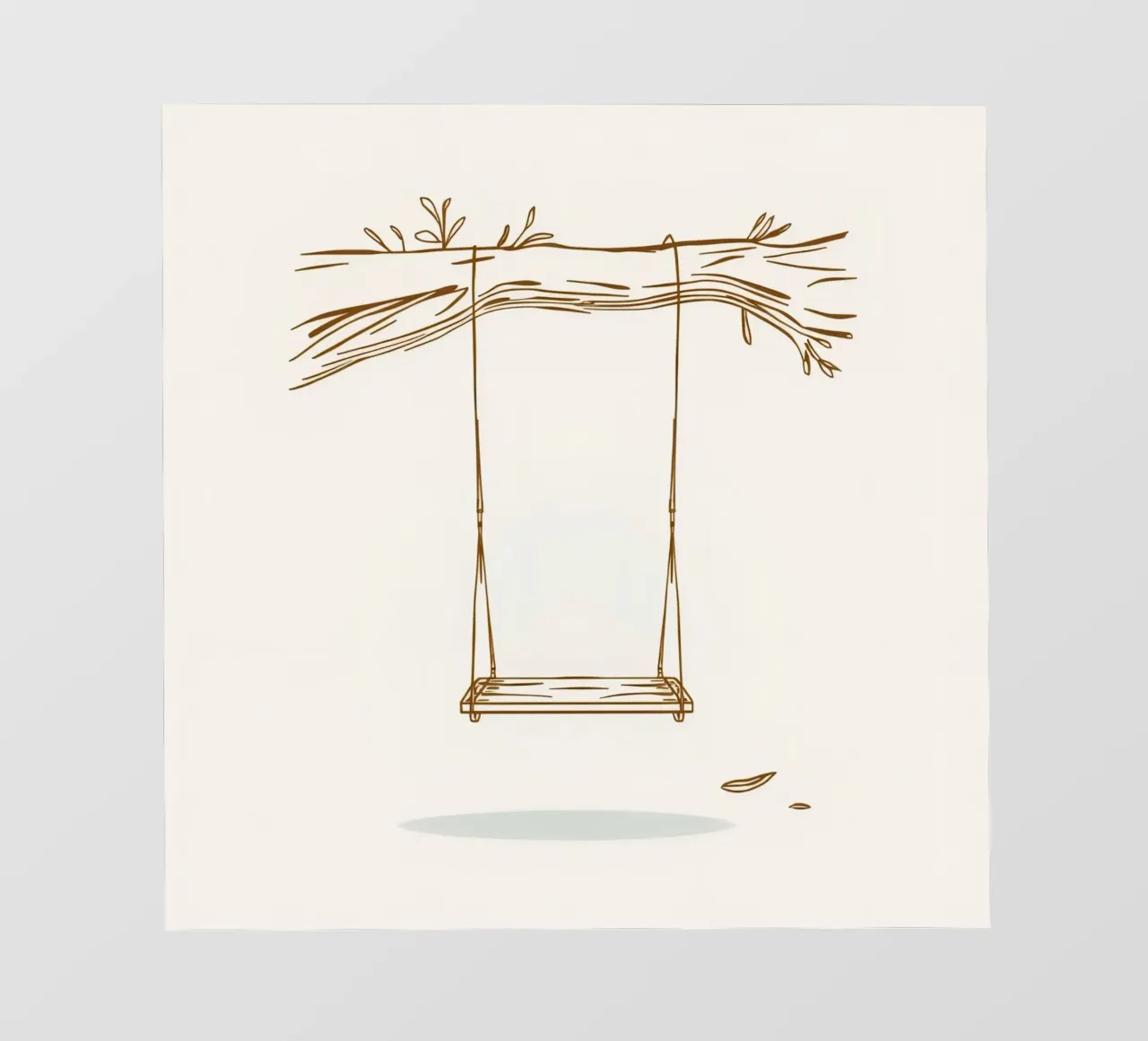 Line art of a swing hanging from a tree branch with leaves photo wallpaper by DesignDoodle