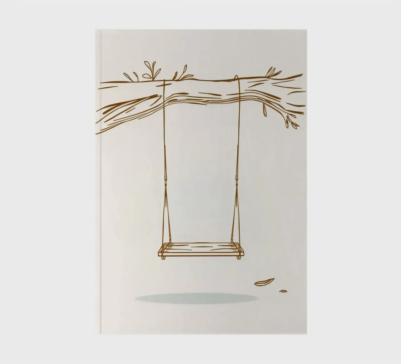 Line art of a swing hanging from a tree branch with leaves notebook by DesignDoodle