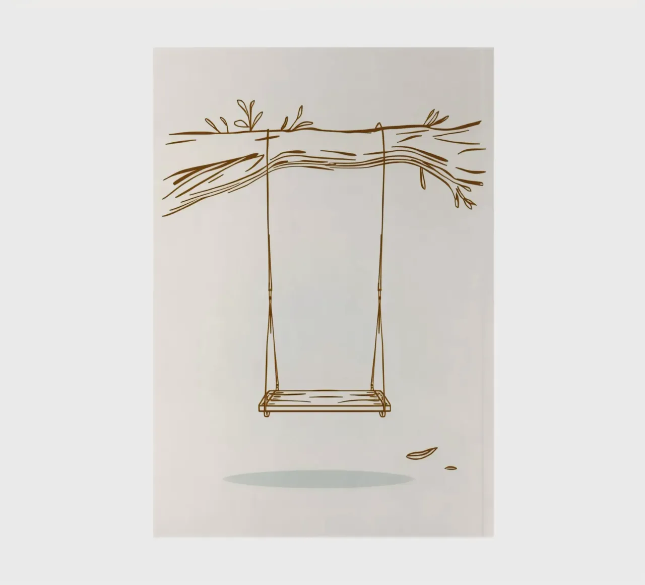 Line art of a swing hanging from a tree branch with leaves notebook by DesignDoodle