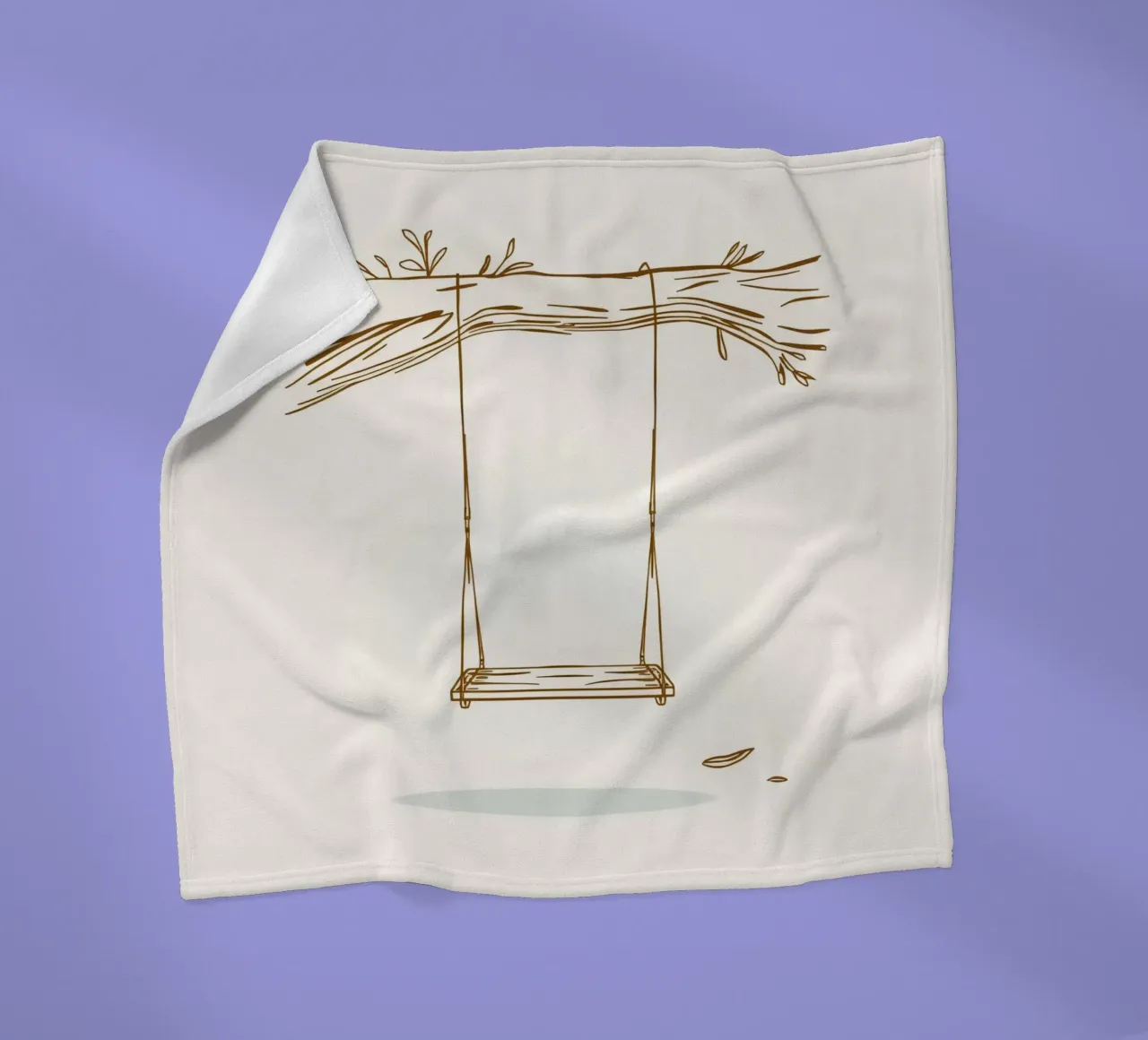 Line art di un'altalena appesa a un ramo d'albero con foglie coperta in pile da DesignDoodle