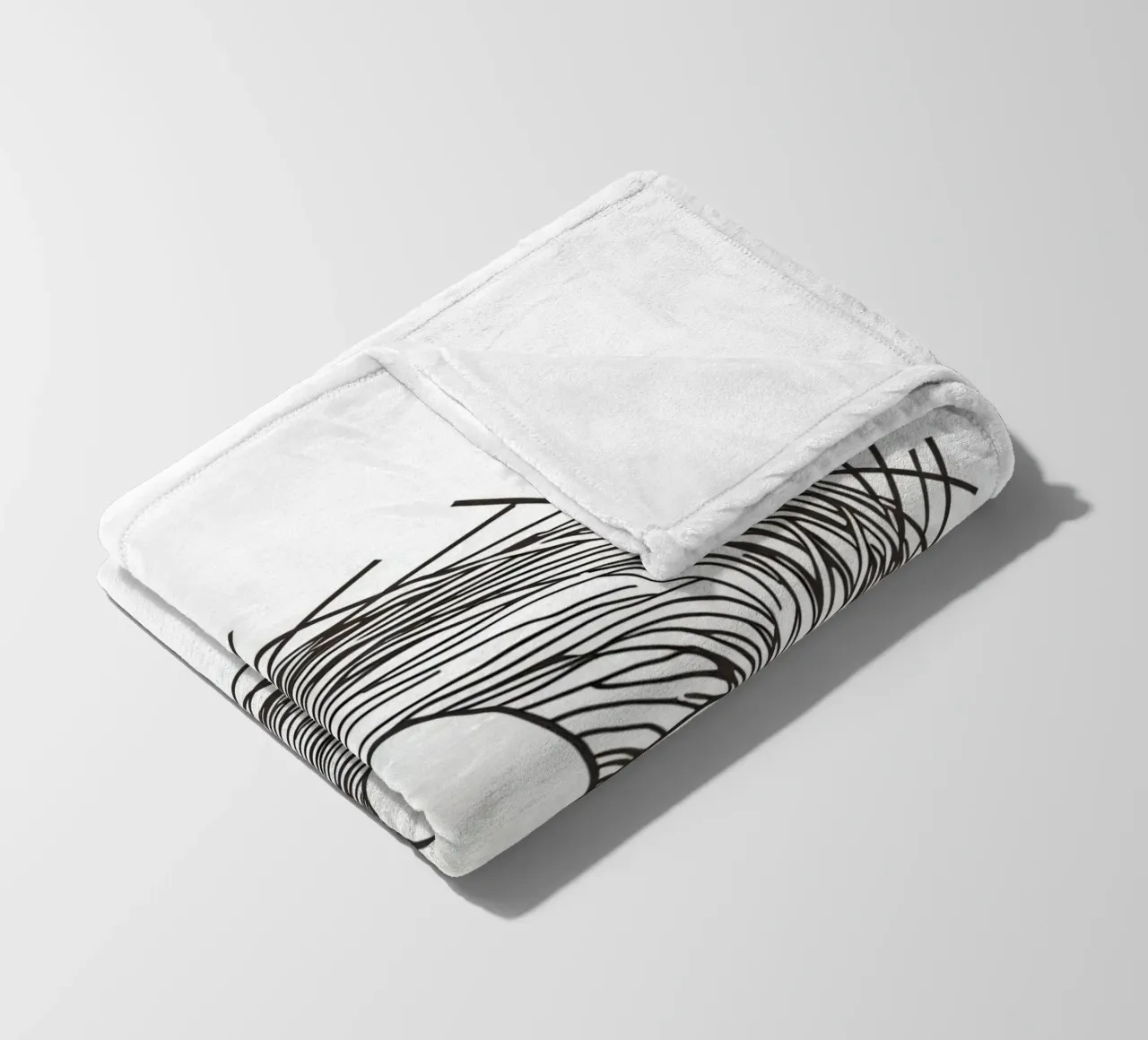 Nest containing three eggs depicted with line art fleece blanket by DesignDoodle