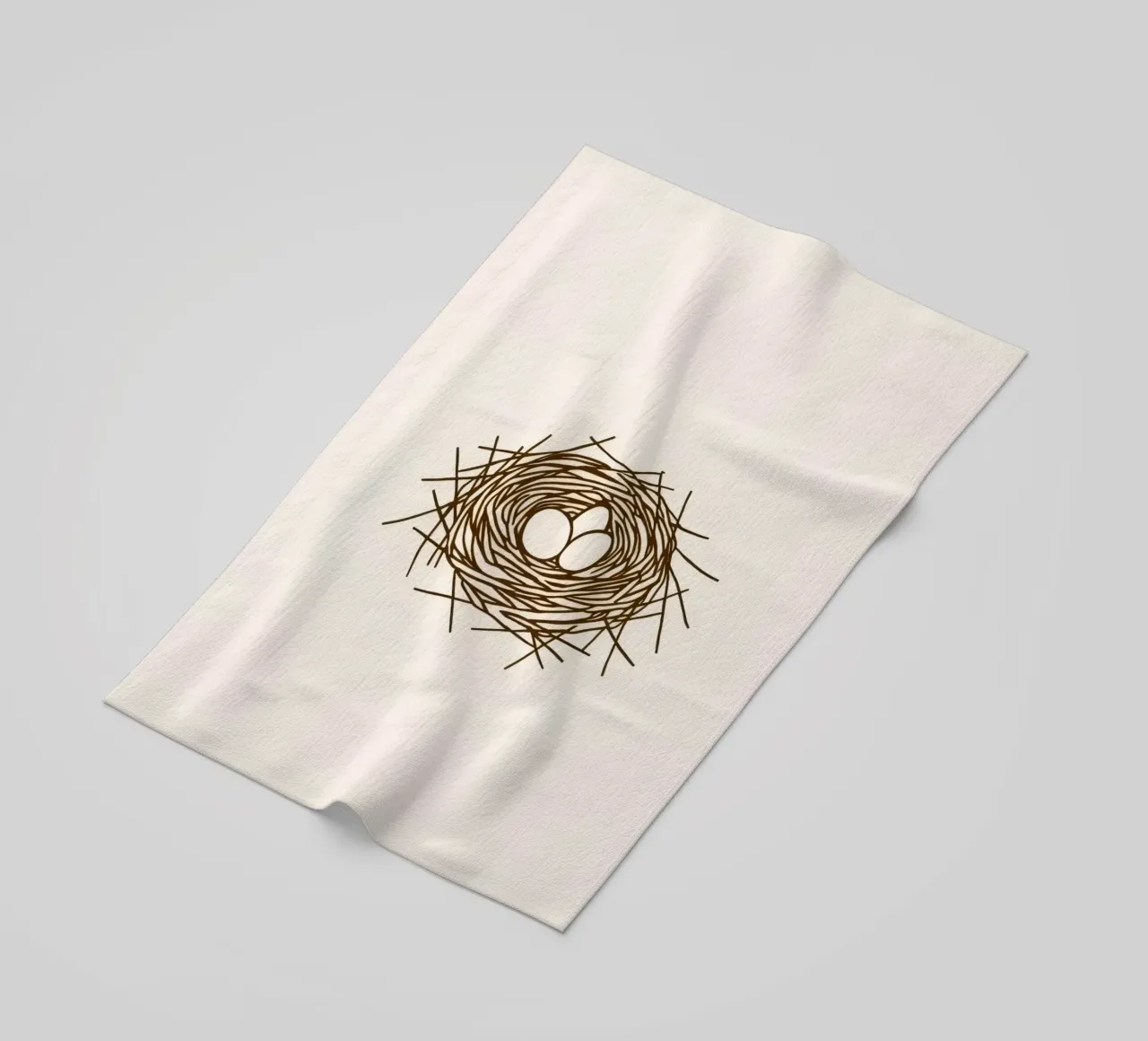 Illustrazione di un nido di uccello realizzato con ramoscelli telo mare da DesignDoodle