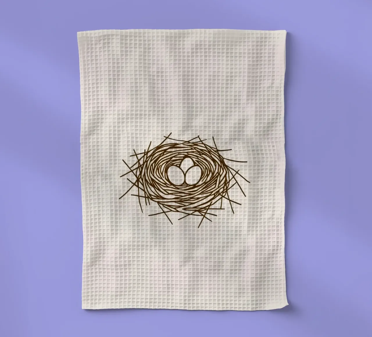 Illustrazione di un nido di uccello realizzato con ramoscelli canovaccio da cucina da DesignDoodle